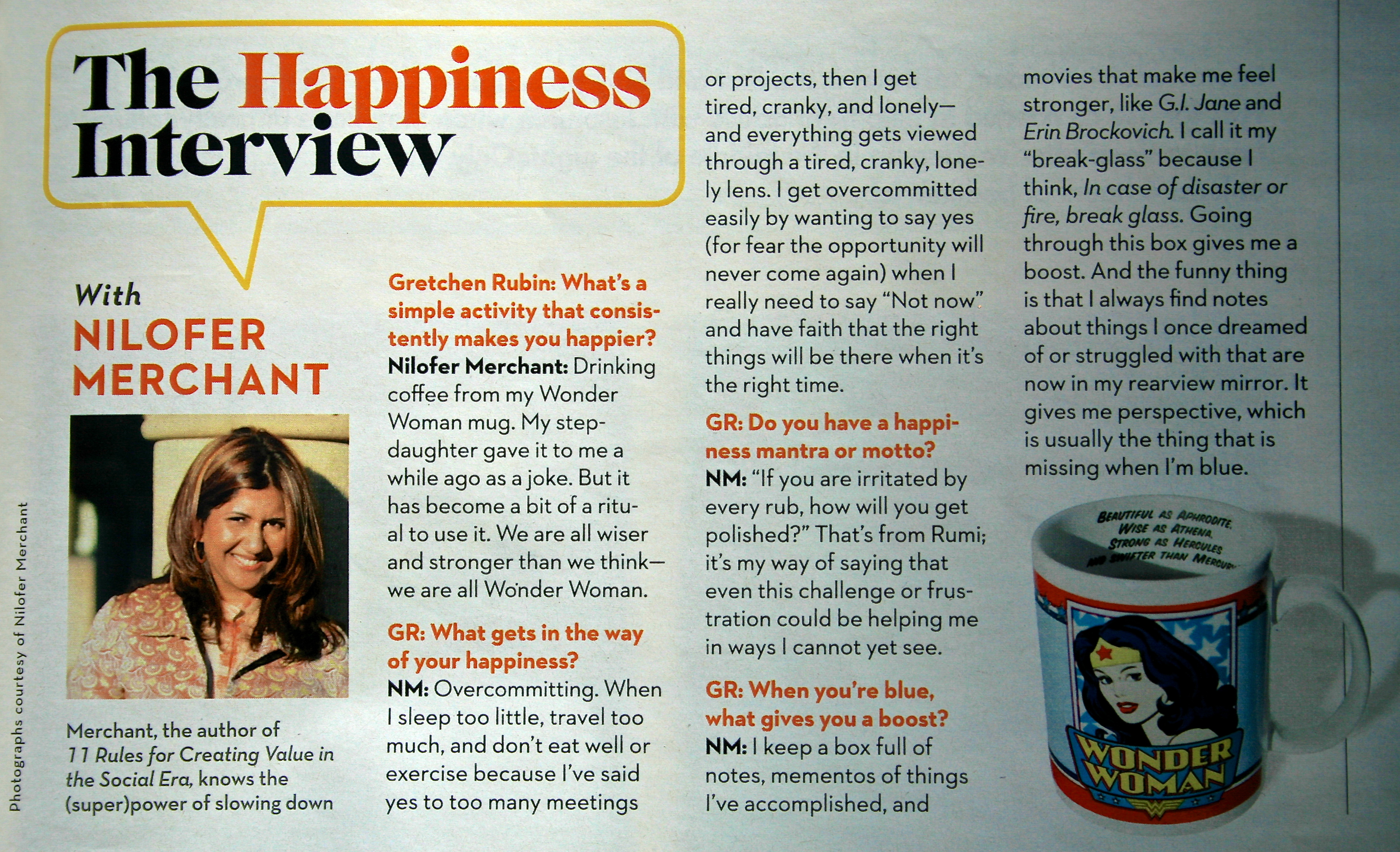 The Happiness Interview with Nilofer Merchant in Good Housekeping  January 2013 edition